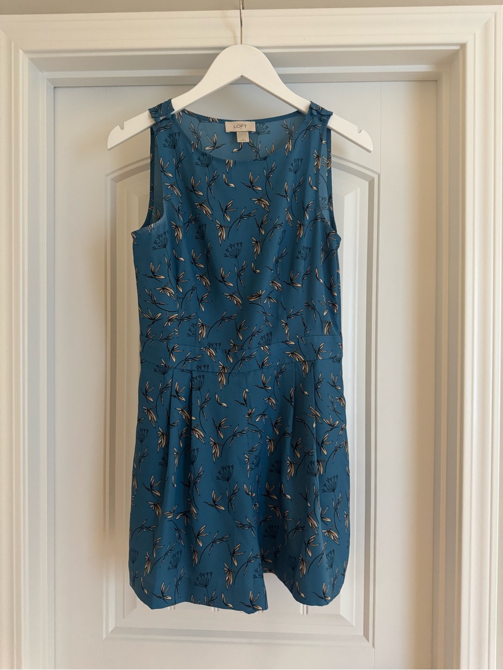 LOFT Teal Floral Sleeveless Romper